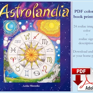 Astrolandia Zodiac Adult Coloring book PDF download and print 26 images