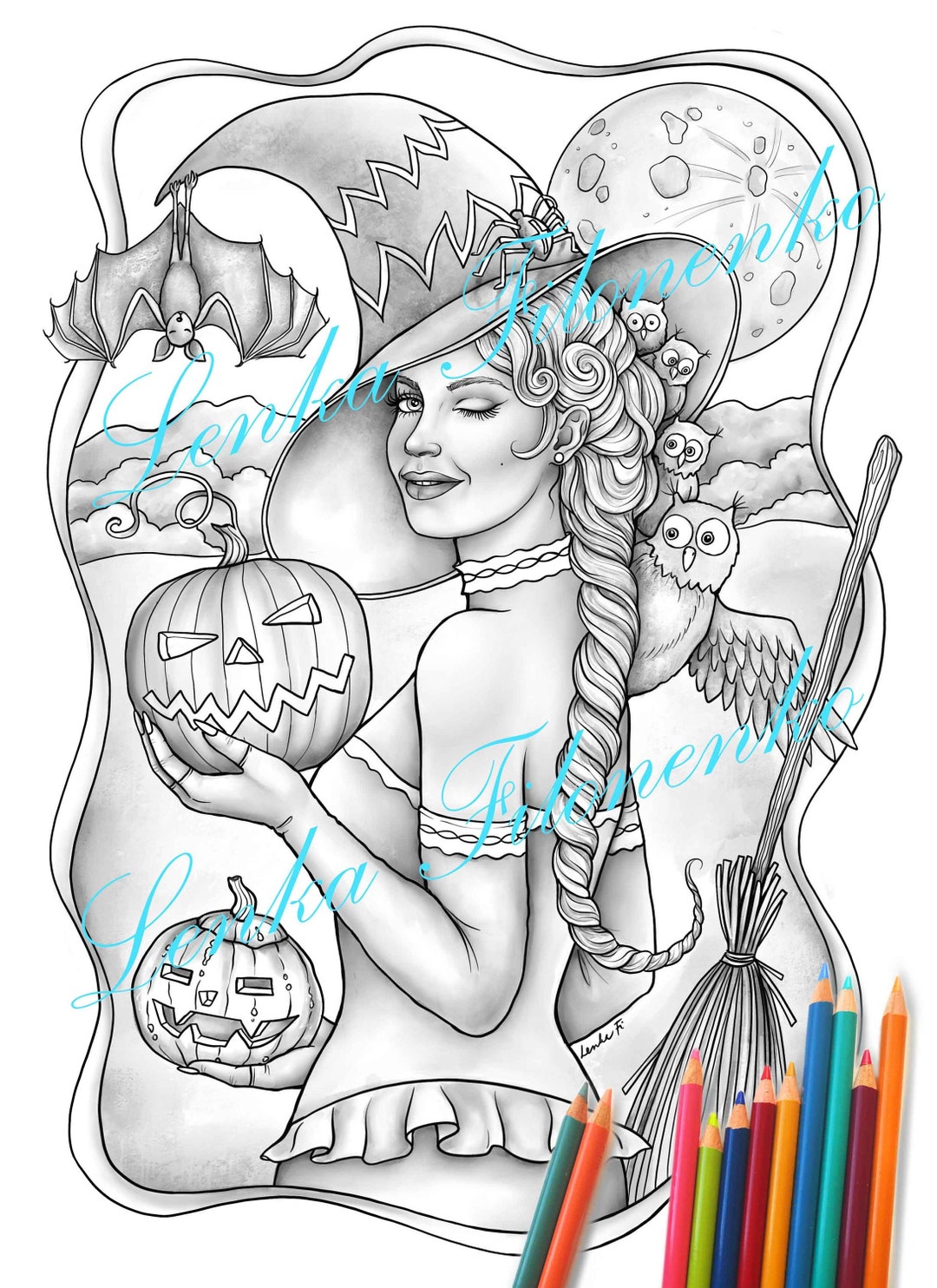 Halloween Witch Coloring Page for Adults Sexy Witch (Instant Download ...