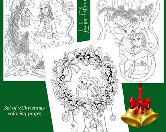Christmas Coloring pages set n.1 LINE ART - PDF download and print