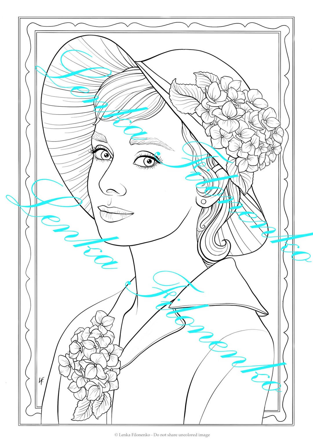 Coloring Page for Adults Coloring Page Audrey Line Art - Etsy