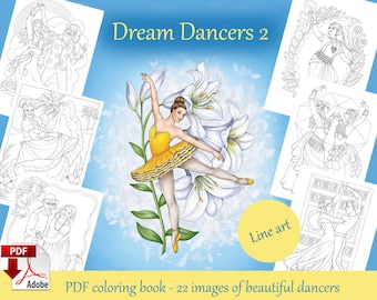 PDF ドリームダンサー 2 - 印刷可能な線画塗り絵、pdf ダウンロード