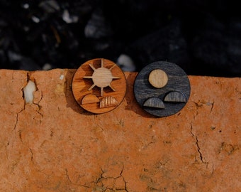 Upcycled Plywood Stud Earrings Moonswings