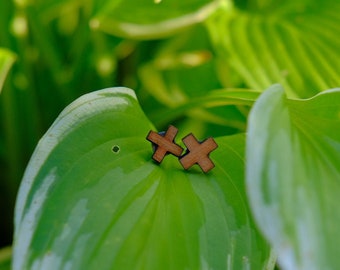 Upcycled Plywood Stud Earrings Moonswings