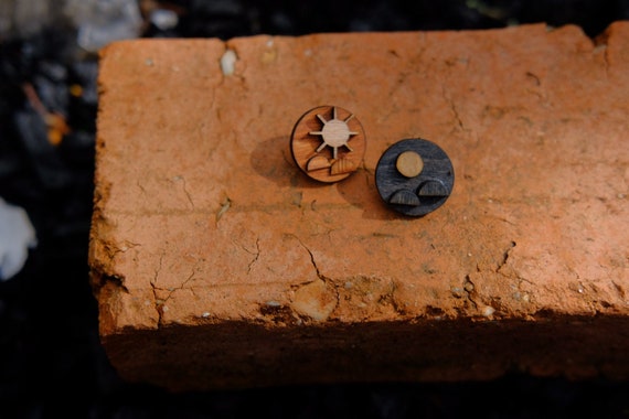 Upcycled Plywood Stud Earrings Moonswings