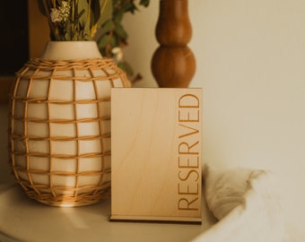 minimal reserved table sign | wood