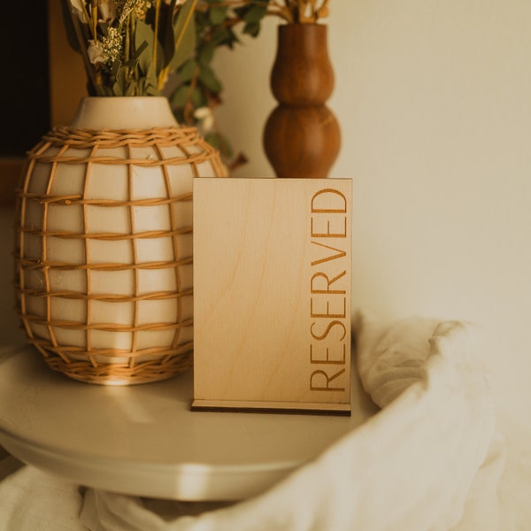 minimal reserved table sign | wood