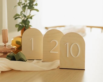 Arch Wedding Table Numbers | Wood and White Acrylic, Minimalist Decor