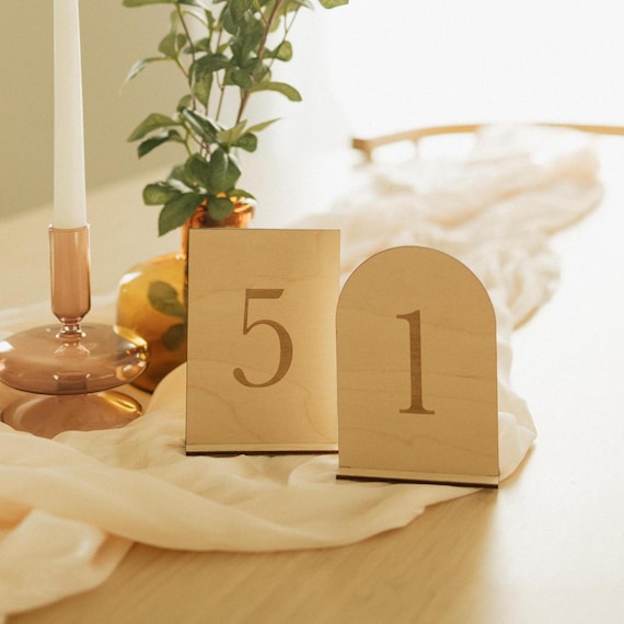 Laser Cut Wood Table Numbers | Minimalist Wedding Decor
