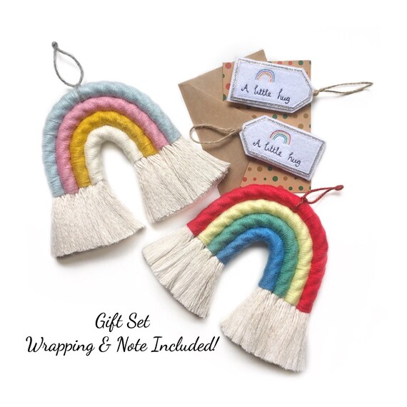 Macrame Rainbow & “A Little Hug” Gift Set