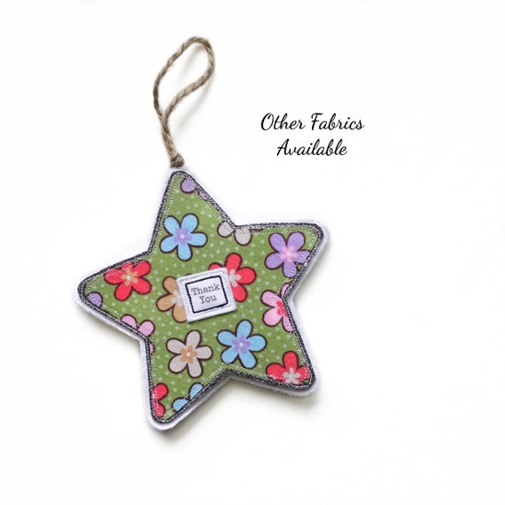 Thank You Gift Tag - Teacher Gift - Fabric Gift Tag - Gift For Her - Star Gift Tag - Thank You Gift - Flower Tag - Gift Idea