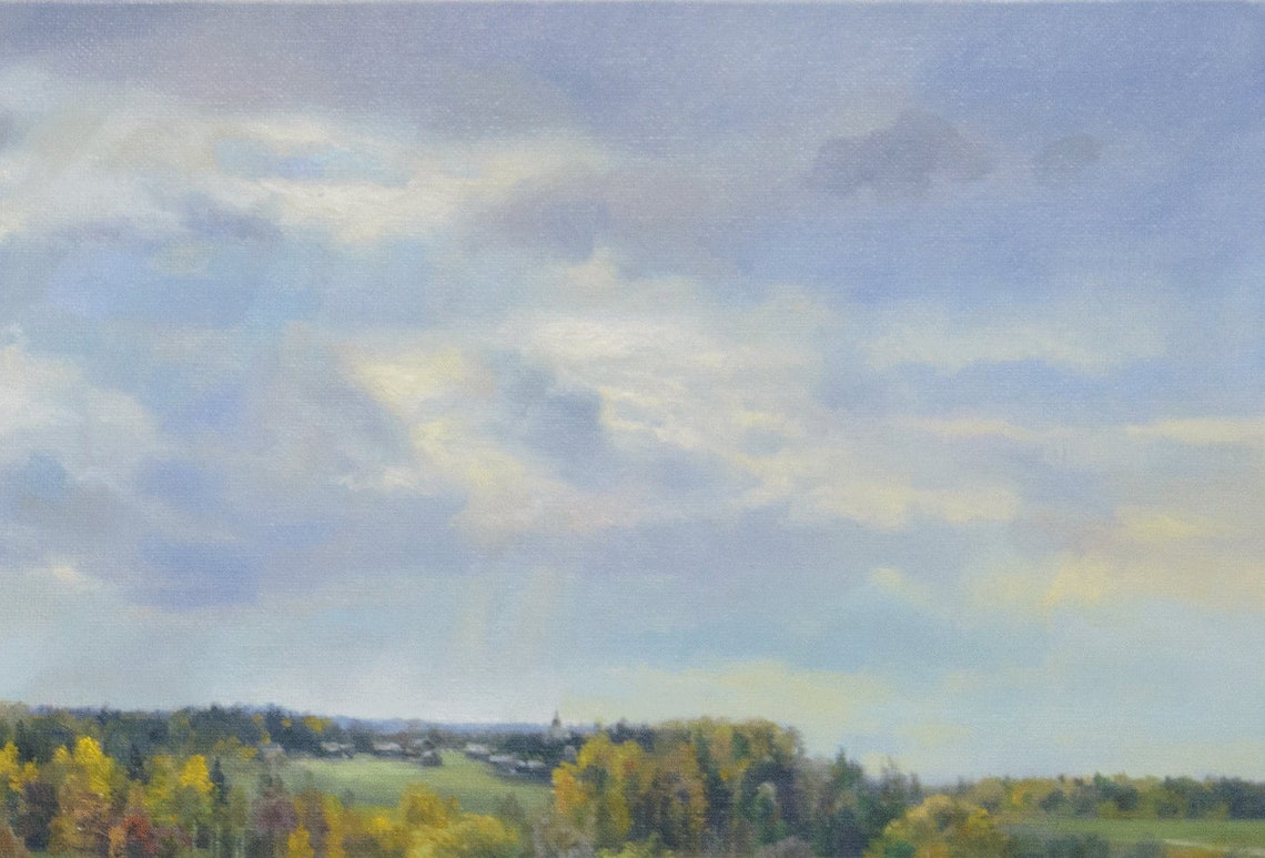 Gloomy day Painting nature Oil painting Trees wall art Etsy