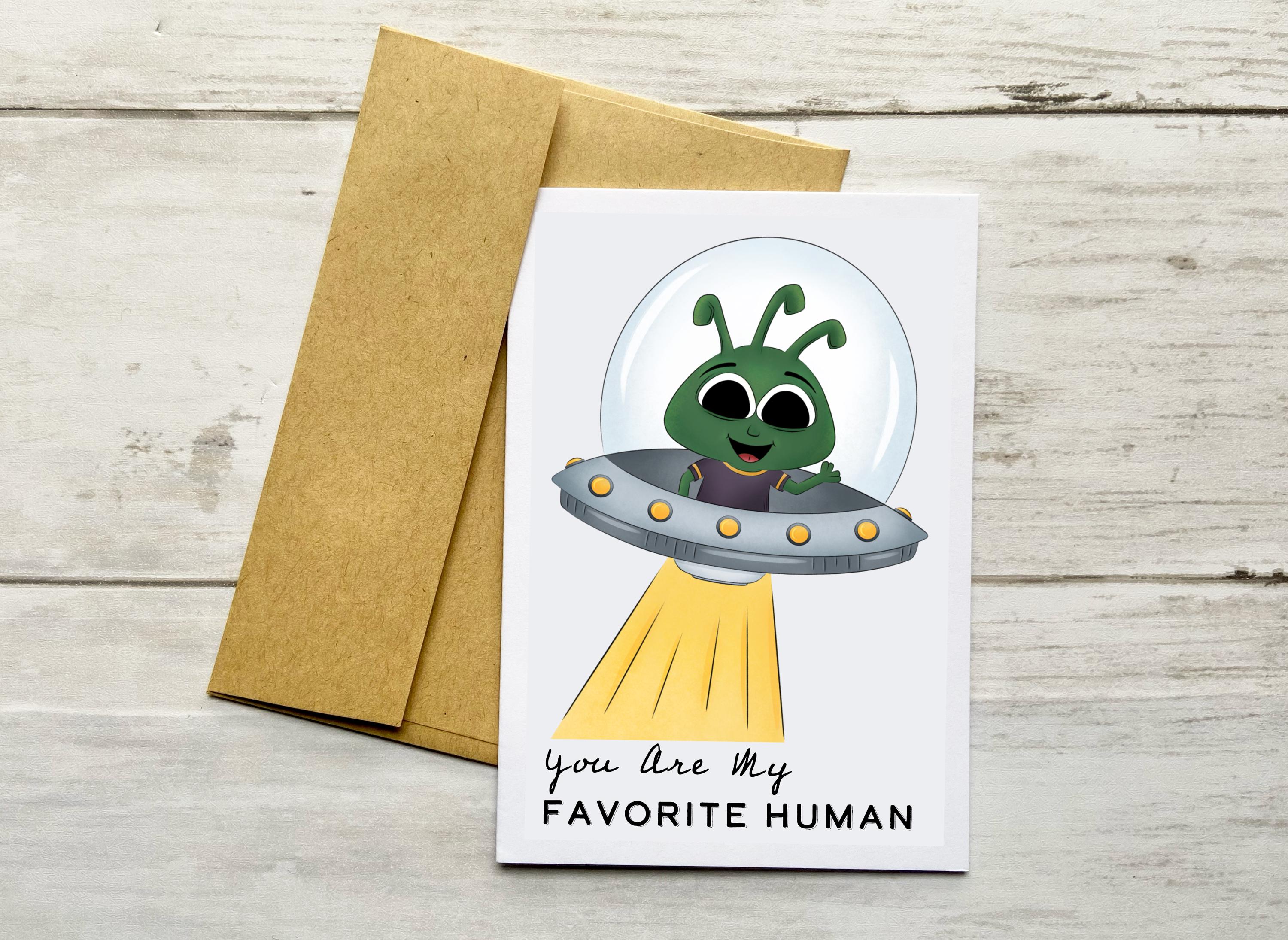 Favorite Human Alien Card | Valentines Day Note Card - Etsy