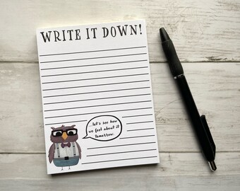 Watercolor Owl Notepad | Humorous To-Do List, 4x6 Lined Pad