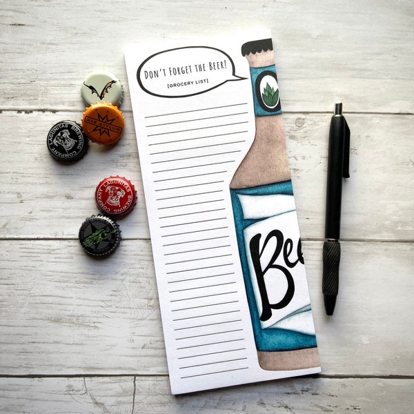 Notepad | Don't Forget the Beer Notepad | Grocery List | Whimsical Lined Notepad