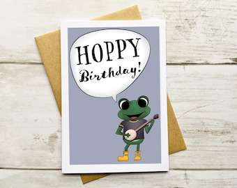 Frog Birthday Card | Hoppy Birthday Notecard
