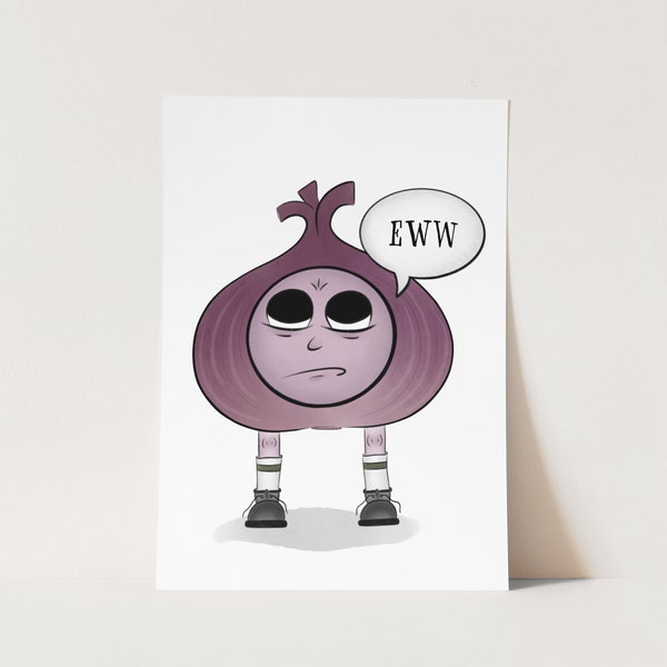 Angsty Red Onion | Illustration Print | Funny Kitchen Illustration | Funny Wall Art | Humorous Vegetable Illustration