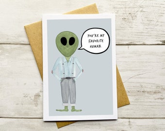 Blank Note Card | You're My Favorite Human Notecard | Valentines Day Note Card | Friendship Card | Love Greeting Card