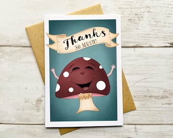 Merci tellement carte | de remerciements mignon champignon | de remerciements | Champignon des bois | Carte vierge