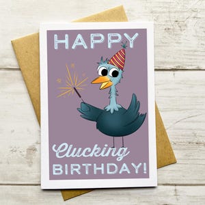 Happy Clucking Birthday Card | Birthday Notecard | Funny Chicken Greeting Card | Blank Card for Birthday | Funny Birthday Notecard