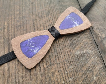 groom resin bow tie for gentleman blue gold wood necktie weeding theme groomsman Royal blue sparkle gold bits wooden bow tie father