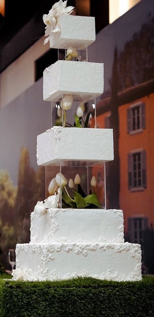 Set of 3 Wedding Cake Stands - Clear Acrylic Box - Wedding