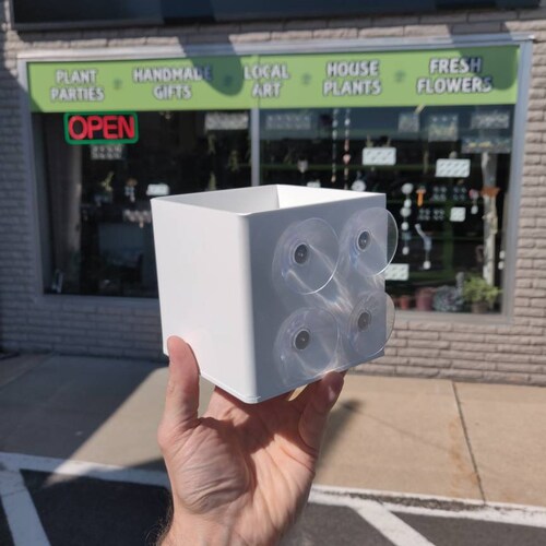 Suction Cup Window Planter 5 Inch Cubed Style Planter That Etsy