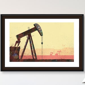 Modern Oil Pump Giclée Art Print - West Texas Oil Pump Poster - Home Decor