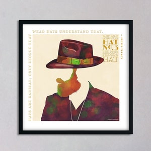 Colorful fashion portrait of a man’s hat with a Philip Treacy Quote