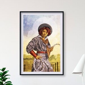 Americana Portrait of Black Cowgirl Print – Americana Art Print - Giclee Art Print - Minimalist Art - Fine Art - Wall Art - Home Decor