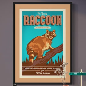 Rascally Raccoon Retro Art Print - American Original Racoon Poster - Home Decor
