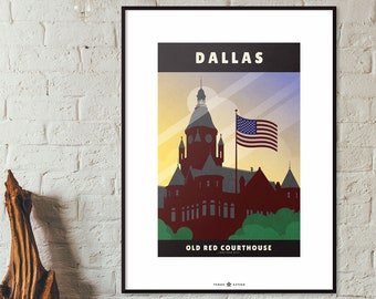 Old Red Courthouse Wall Art - Dallas Texas Travel Poster - Architecture Poster - Texas Wall Art - Home Decor