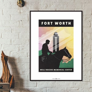 Fort Worth Texas Travel Poster: Will Rogers Memorial Art Print