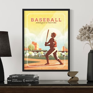 Retro Style Baseball Giclée Art Print - Baseball Slugger Poster - Home Decor