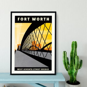 Bridge Wand Kunst Druck - Fort Worth Texas Reise Poster - Texas Poster - Architektur Poster - Moderne Kunst - Minimalistische Kunst - Wohnkultur LARGE
