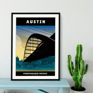 Pennybacker Bridge - Austin Texas - Wall Art Print - Texas Travel Poster - Texas Gifts - Texas Hill Country - Home Decor - LARGE PRINT