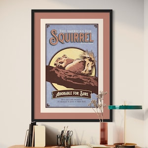 Retro Style Fuchs Eichhörnchen Giclée Art Print - Eichhörnchen Poster - Home Decor