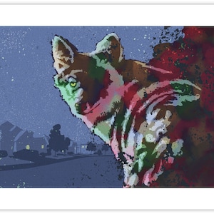 Modern Urban Coyote Art Print - Coyote Poster - Home Decor
