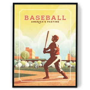 Retro Style Baseball Giclée Art Print - Baseball Slugger Poster - Home Decor