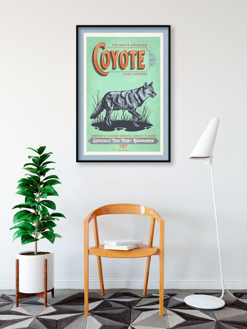 Retro Style Humorous Coyote Poster Coyote Print American | Etsy