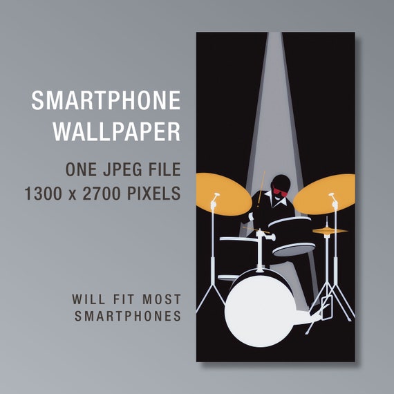 Jazz Music Lover Iphone Wallpaper Drummer Smartphone Digital Etsy France