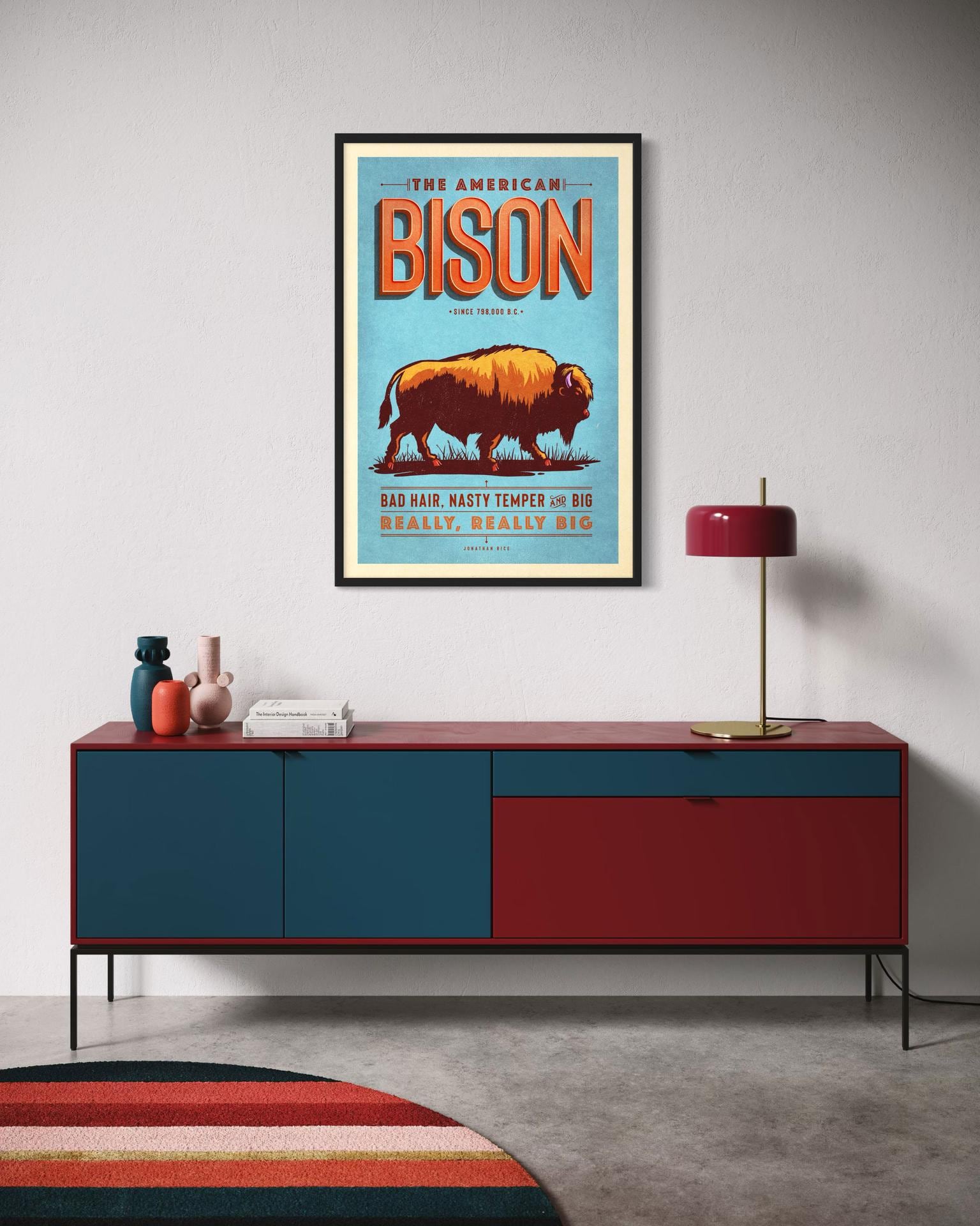 American Bison Poster | Vintage Graphic Wildlife Illustration | Animal ...