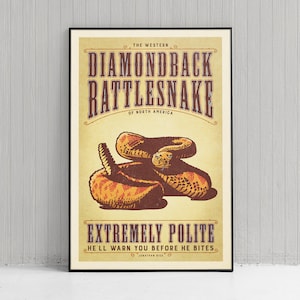 Retro Humor Klapperschlange Poster - Klapperschlange Druck - Amerikanische Tiere - Home Decor