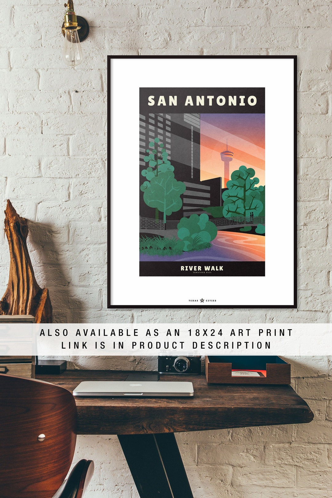 San Antonio Wall Art River Walk Travel Poster Texas Wall Etsy