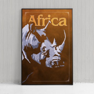Auffällige Grafik Nashorn Poster Giclee Art Print