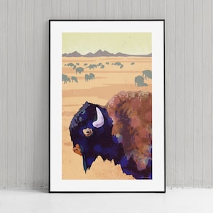 Modern American Bison Art Print - Bison Poster - Home Decor