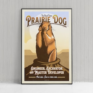 Humorous Prairie Dog Art Print: Vintage American Animal Poster