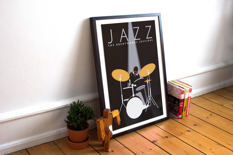 Jazz Drummer Poster Jazz Music Poster Jazz Poster Drummer Gifts Wall Art Print Music Studio