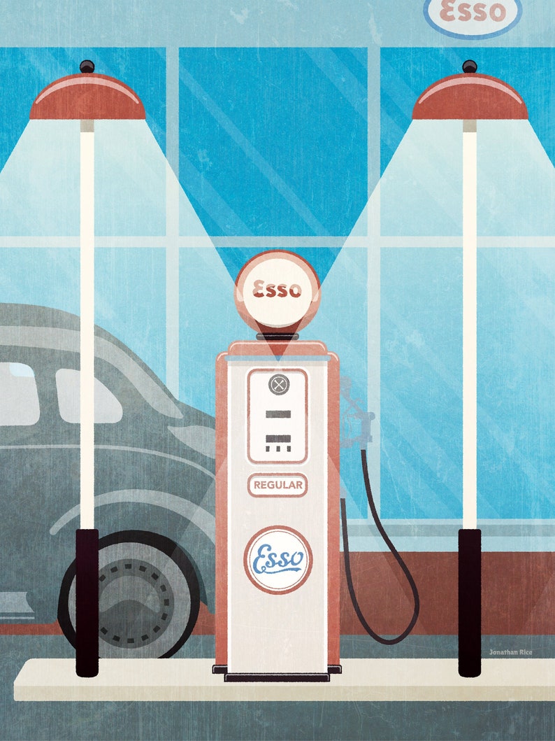 Esso Vintage Gas Pump Wall Art Esso Gas Station Art Print - Etsy