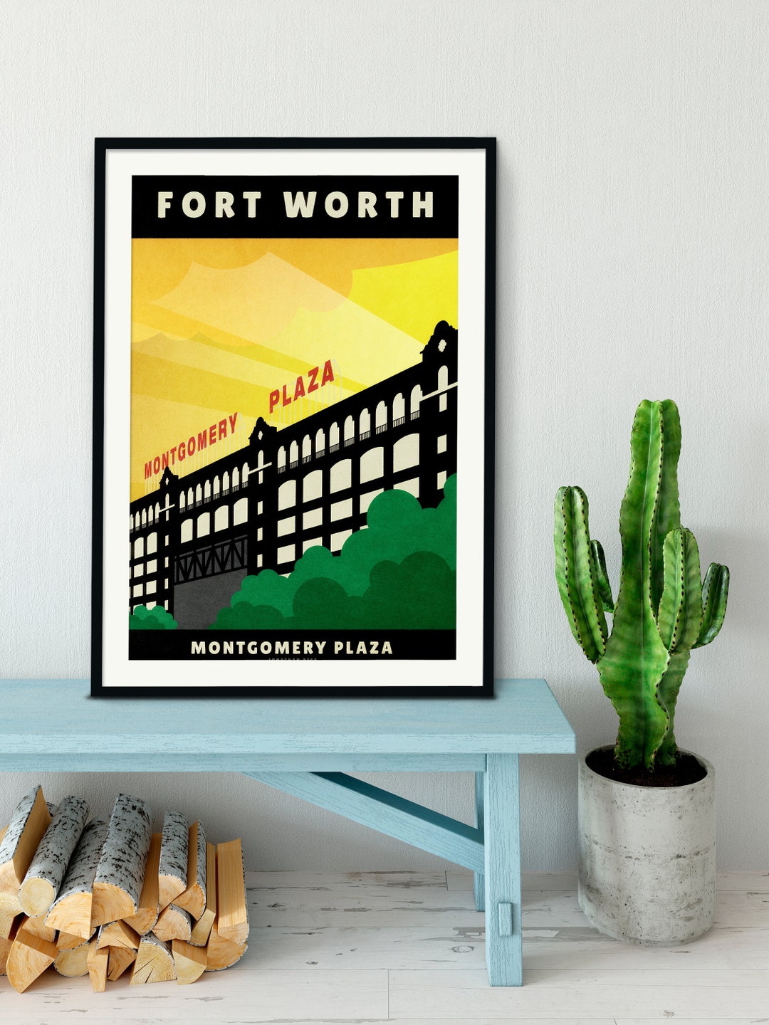 Fort Worth Wall Art Print - Montgomery Plaza - Texas Travel Poster ...