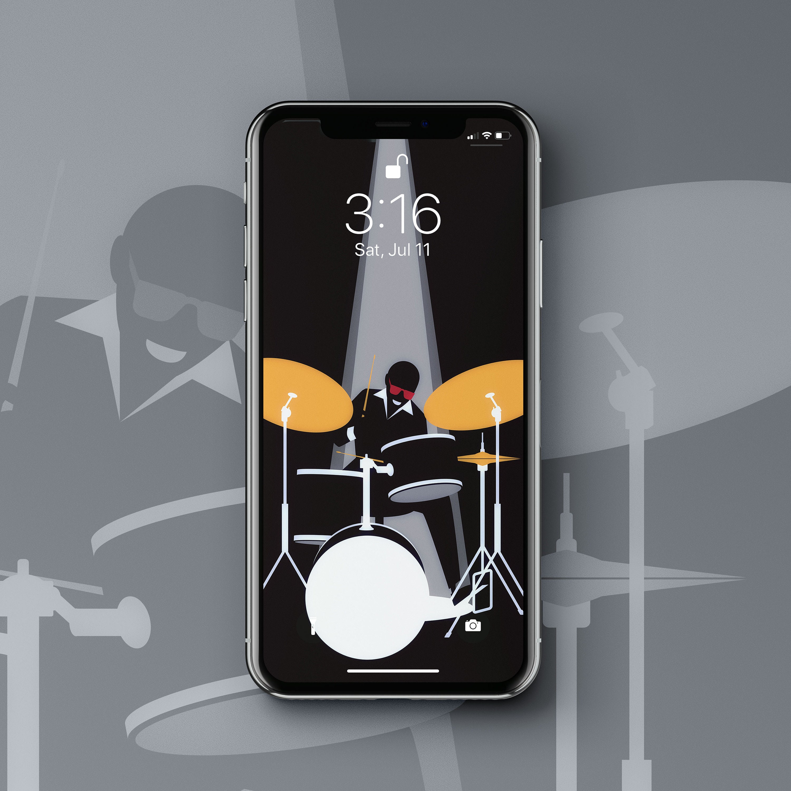 Jazz Music Lover Iphone Wallpaper Drummer Smartphone Digital Etsy Canada